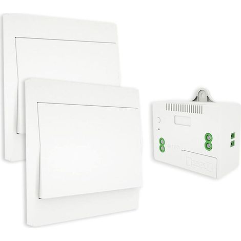 RF433 Interrupteur sans Fil, sans Pile, télécommande Murale Va et Vient, Interrupteur Mural Auto alimenté, sans câblage, émetteur pour Panneau Mural (kit à 2 Voies), intérieur extérieur étanche (1/5)