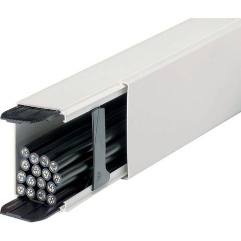Goulotte blanche 200 cm – PVC – Installation en saillie – Fixation à coller – 1 compartiment – Dimensions H.4 x P.9 cm – Tehalit