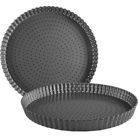 Früchtekuchenform Tortenboden Kuchenform Quicheform mit abnehmbarem Boden Kohlenstoffstahl Antihaftbeschichtung Ø 28 cm Höhe 3 cm (1/5)