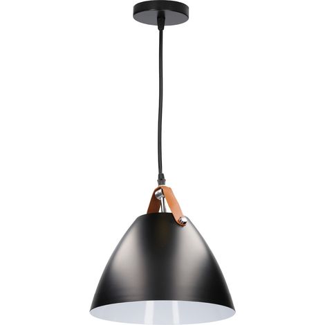 Lámpara de techo colgante serie "Dianza" E27 (40W máximo 230V) IP20 Ø27cm color negro y cuero (1/5)