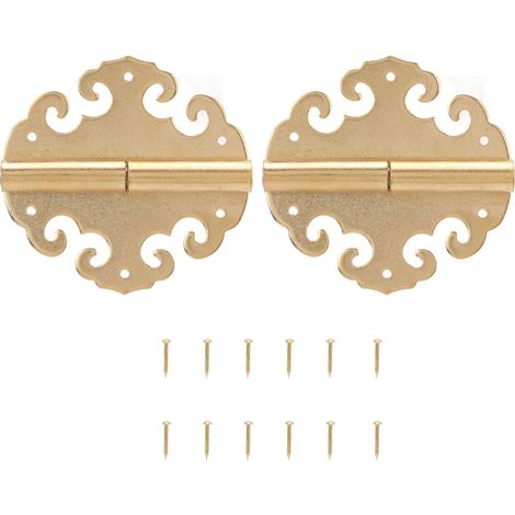 Charnières de porte anciennes en laiton brillant, style rétro doré, polyvalentes pour armoires et tiroirs (1/5)