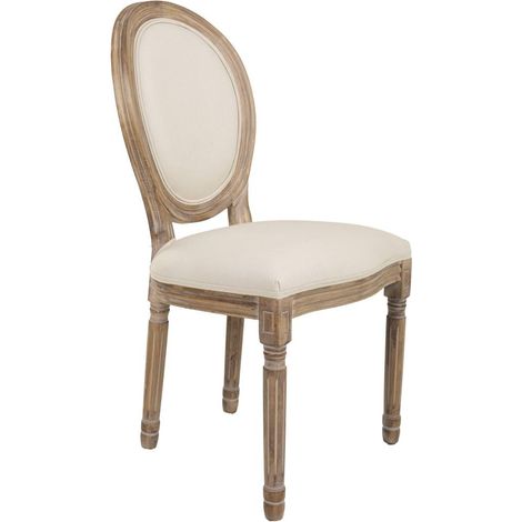 Silla de madera tapizada color beige 48x46x48/96