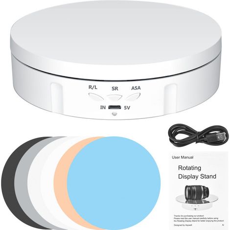 Disque rotatif électrique 360°, 14,6 cm (6 pouces), 10 kg, petit disque rotatif électrique, 6 feuilles de papier support incluses, rechargeable par USB, avec écran et fonction caméra. (1/5)