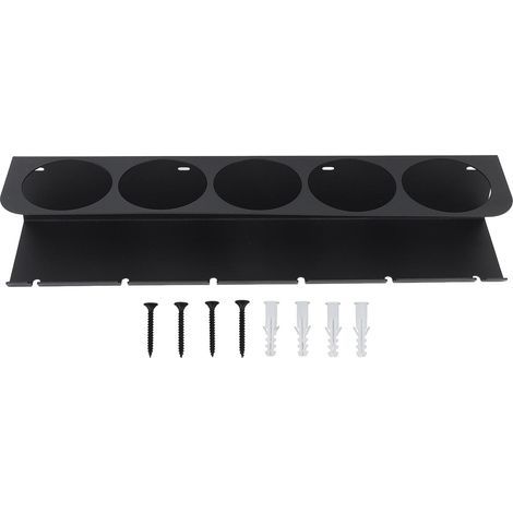 Support mural de rangement pour flacons pulvérisateurs en acier au carbone, avec 5 trous et 6 emplacements pour outils pneumatiques, idéal pour le garage ou la maison. (1/5)