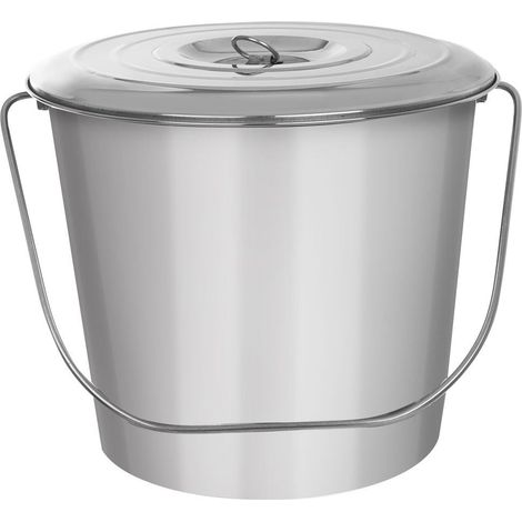 Seau en acier inoxydable 12l avec poignee et couvercle