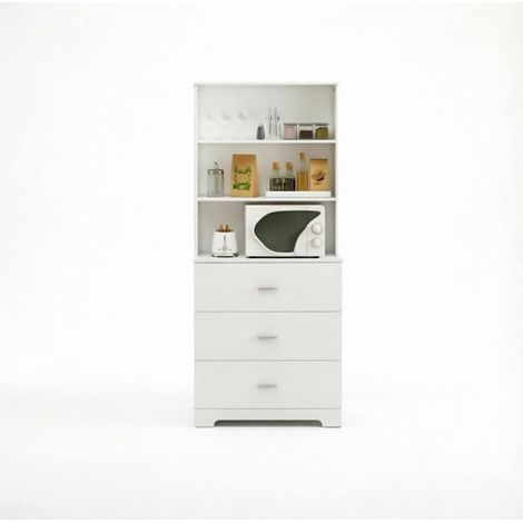 Libreria moderna bianca con 3 cassetti e 3 ripiani aperti 79 x 39,5 x 182,2 cm (1/5)