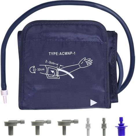 Brassard de tensiomètre électrique 22-32 cm, brassard de rechange pour adultes avec grands bras et 6 connecteurs, bleu (1/4)
