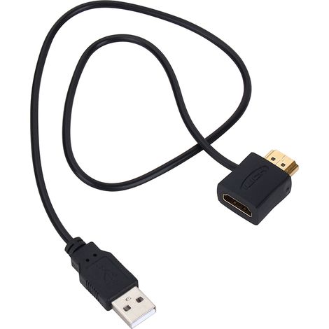 Adaptateur HDMI Mâle vers Femelle avec Câble d'Alimentation USB 2.0 de 50cm (1/5)