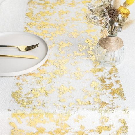Runner da tavola con lamina d'oro 28 cm x 5 m, nastro metallico per tavola, decorazione per feste, compleanni, matrimoni, Natale, fai da te, confezioni regalo (oro, 5 m) (1/4)