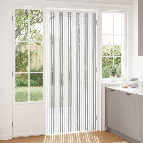 Rideau anti-insectes en chenille 100 % polypropylène gris clair et blanc 100 x 230 cm - PANGIVO (1/5)