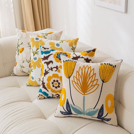 Lot de 4 housses de coussin décoratives pour canapé, extérieur et jardin, 45 x 45 cm, Style 4. (1/5)