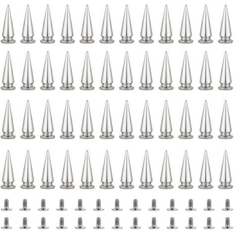 Pair Lot de 50 Rivet Cône de Style Punk Clous Conique Métal Bullet Spikes pour Cuir Vêtement Ceinture Bricolage pour Sac Bracelet Goujons de Rivets, 10x29mm