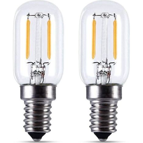 2pcs Ampoule LED E14- Ampoule réfrigérateur LED2W, T22, 200LM, équivalent à une lampe à incandescence 15W, blanc chaud 2700K, 230V, réfrigérateur / lampe au sel / avec petite LED E14, [Classe énergéti