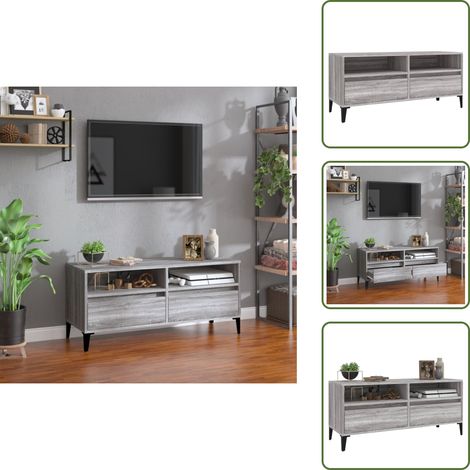 Meuble TV sonoma gris 100x34,5x44,5 cm bois d'ingénierie - Meubles Tv - Meuble Tv - Support Tv - Unité Tv - Meuble Salon (1/5)