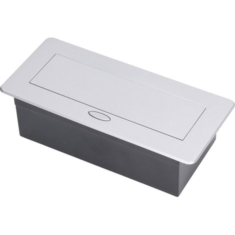 Bloc prise bureau 16A multiprise boîtier encastrable table double USB 230V sans soudure acier inoxydable PC argent pour bureau boutique (1/5)