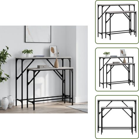 Tables console 2 pcs sonoma gris bois d'ingénierie - Table Basse - Meuble D'entrée - Table D'appoint - Table Console - Design Industriel (1/5)