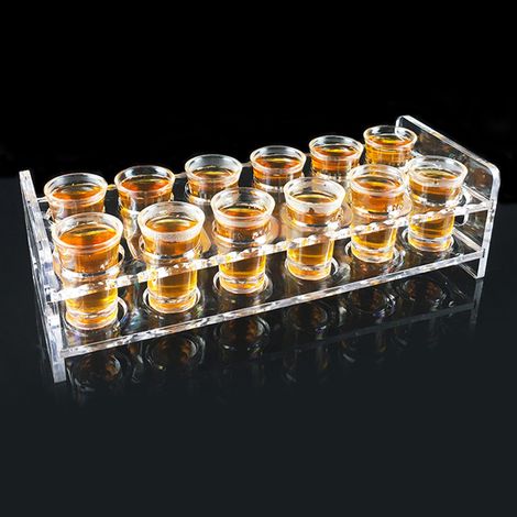 Tischregal mit 2 Reihen für 12 Flaschen, Weingläser und Gläser, 2 Reihen x 6 Löcher (1/5)
