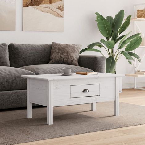 Table basse,Table d'appoint,Table de Salon BODO blanc 100x55x45 cm bois de pin massif DGBDF536484 (1/5)