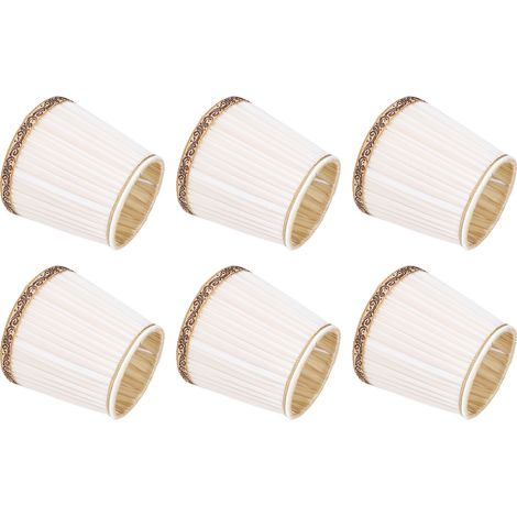 Lot de 6 abat-jour en tissu à pince, beige, bord doré, pour lustre/plafonnier E14 (1/5)