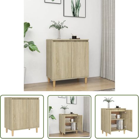 The Living Store Sideboard mit Massivholz-Beinen Sonoma-Eiche 60x35x70 cm - Sideboard - Wohnzimmermöbel - Skandinavisches Design - Holzmöbel - Regal (1/5)