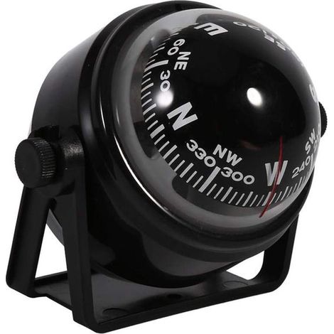 Boussole de navigation pour bateau - Support de boussole - Tableau de bord de navigation - Marine - Étanche - Bateau, camion, caravane - Noir
