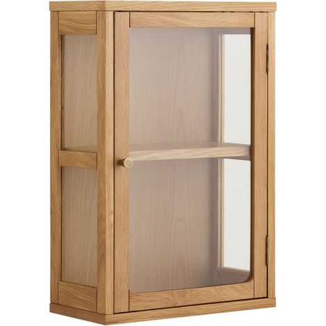 Vitrine murale 1 porte en chêne et MDF placage chêne - CACERES (1/5)