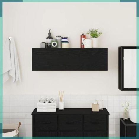 Armoire murale de bain - 860095 - Noir - 100 x 25 x 30 cm - Bois d'ingénierie (1/5)