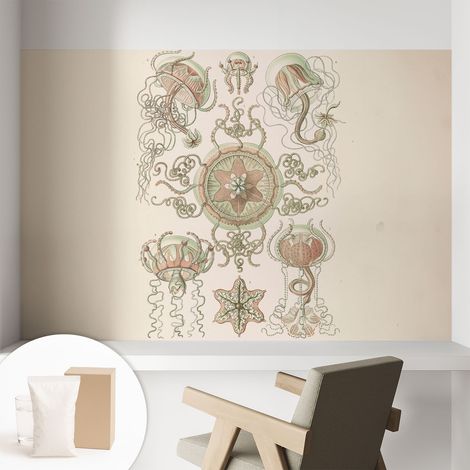 Papier peint intissé à motifs décoratifs pour salon chambre et bureau Décoration murale élégante avec colle Monde sous-marin 104x70 cm (1/5)