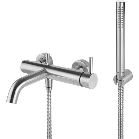 Kit Doccino e Miscelatore Monocomando per Vasca in Acciaio Inox Satinato Nilo (1/2)