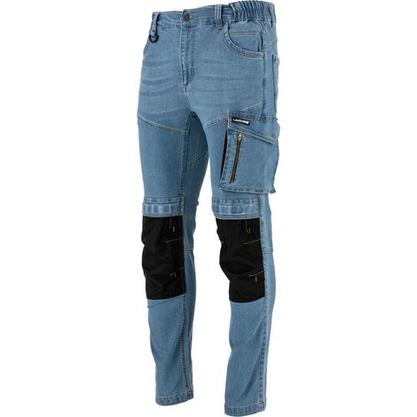 Jeans elasticizzati azzurri con elastico in vita rinforzato, 3XL, CE, lahti (1/5)
