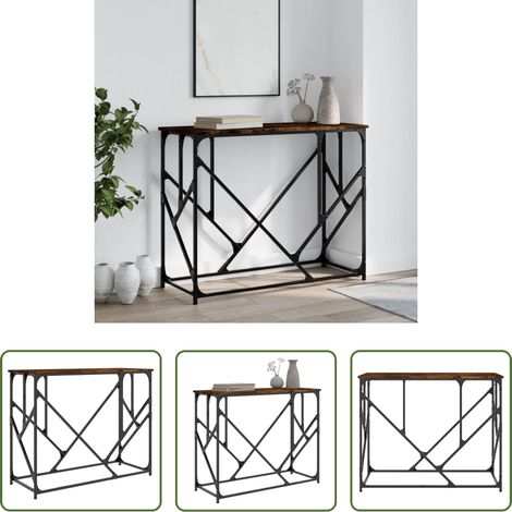 Table d'entrée chêne fumé - Table console chêne fumé 100x40x80 cm bois d'ingénierie (1/5)