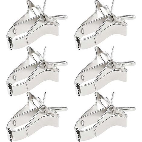 Lot de 6 pinces pour mangeoires à oiseaux, pinces en acier inoxydable pour boîtes de conserve, pinces à légumes, pinces à fruits (1/5)