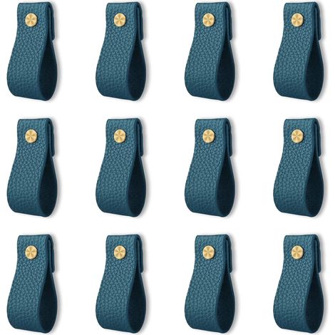 Ensemble de 12 poignées de tiroir en cuir, poignées en cuir faites à la main, quincaillerie pour meubles, poignées pour portes de commode (1/3)