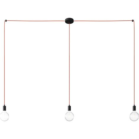 creative cables - Spider - Lampada a sospensione multipla a 3 cadute Made in Italy completa di cavo tessile e finiture in metallo