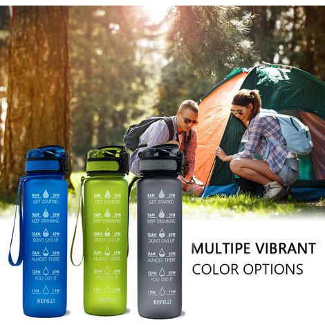 Motivierende Wasserflasche mit Zeitmarkierung, auslaufsicherer Wasserkrug für Fitness und Outdoor-Aktivitäten (1/5)