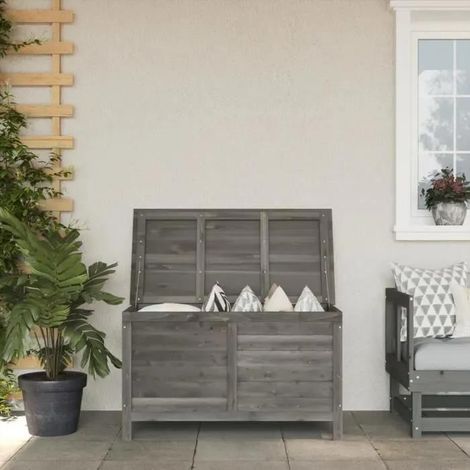 vidaXL Gartentruhen aus massivem Holz grau 99x49,5x58,5 cm