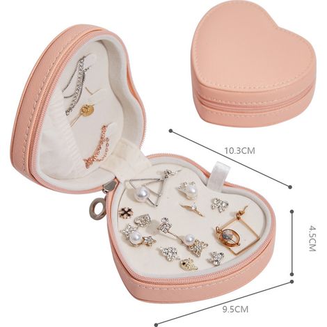 Boîte à bijoux de rangement pour boucles d'oreilles, colliers et bagues - Lyserød - Rose (1/3)