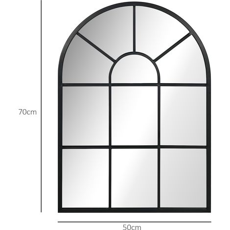 Miroir mural, style fenêtre, miroir de couloir, cadre en métal, 70 x 50 cm, noir (1/5)