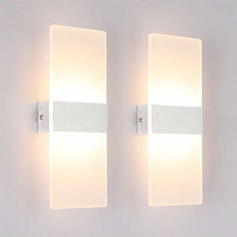 2 Pack Applique Murale Interieur 12W LED Lampe Murale Designe Créatif Décoratif Pour Chambre Couloir Salon Hôtel Salle Blanc Chaud (1/5)