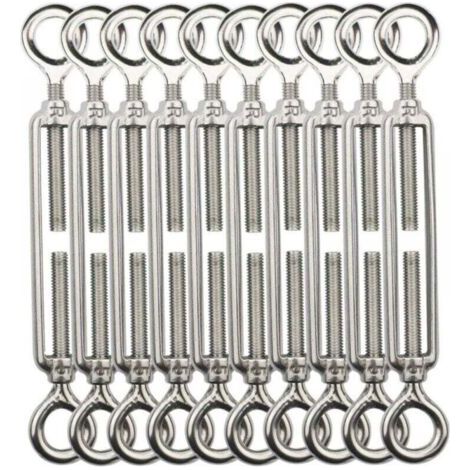 Tendeur de câble M8, Tendeur de câble en acier inoxydable 304 pour corde à linge, cintre, câble de corps -10 pcs. (1/4)