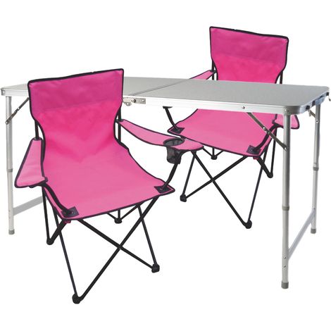 3-teiliges Campingmöbel Set mit 2 x Anglerstuhl Pink-DMC330872+2xDPO2471 (1/4)