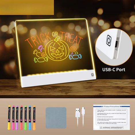 Tableau blanc numérique rechargeable avec lumières LED pour enfants, comprend 12 marqueurs, le cadeau de Noël parfait Siurn (35 x 25 cm) (1/4)
