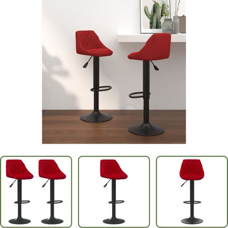 Tabouret de bar - Tabourets de bar lot de 2 rouge bordeaux velours (1/5)