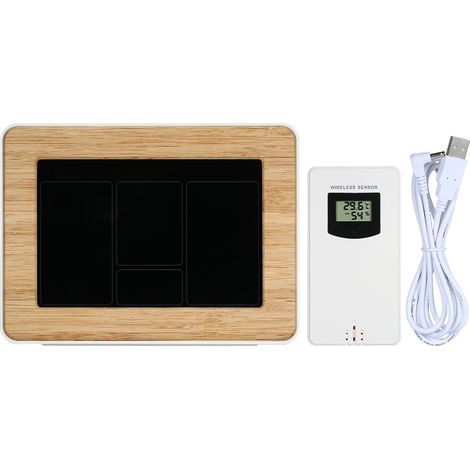 FanJu drahtlose Wetterstation mit Farb-LCD-Bildschirm, Wecker, Thermometer, Hygrometer und Barometer für den Innen- und Außenbereich, Mondphasenanzeige und Schlummerfunktion.