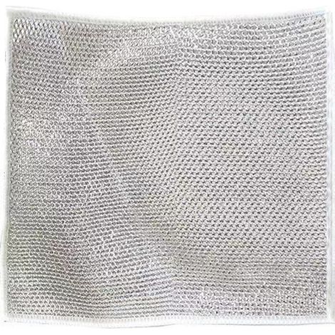 Tissu de Nettoyage en Acier Inoxydable pour Casseroles et Poêles, Éponge Ménagère Antiadhésive et Résistante (1/5)