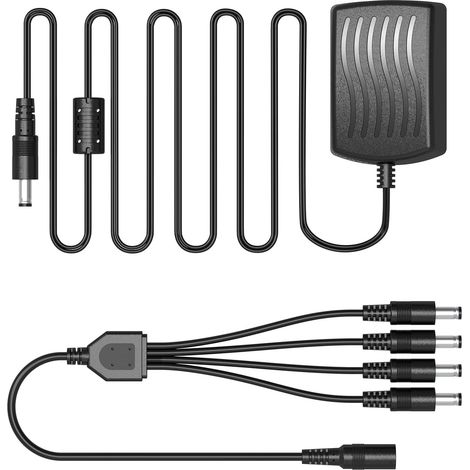 DC 12V 2A Alimentation pour Caméra de Surveillance Adaptateur d'alimentation Convient pour DVR Système de vidéosurveillanceDe 1 à 4 séparateurs DC (1/5)