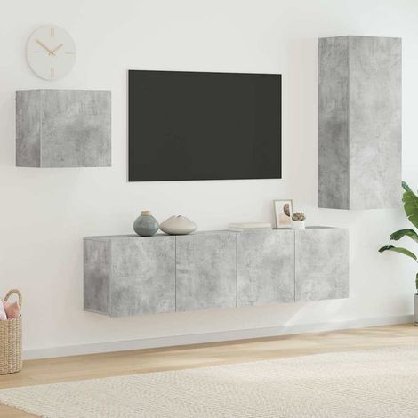 vidaXL 4 Piece TV Wall Units Concrete Grey Engineered Wood (1/5)