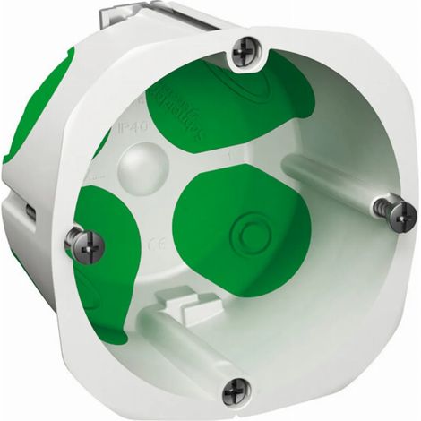 Schneider Electric – Boîtier étanche 1 poste Ø67mm profondeur 40mm – IP44 pour montage mural ou plafond – Entrées souples pour câbles