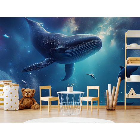 Papier Peint Animaux - Baleines Cosmiques - 150 x 250 cm (1/2)