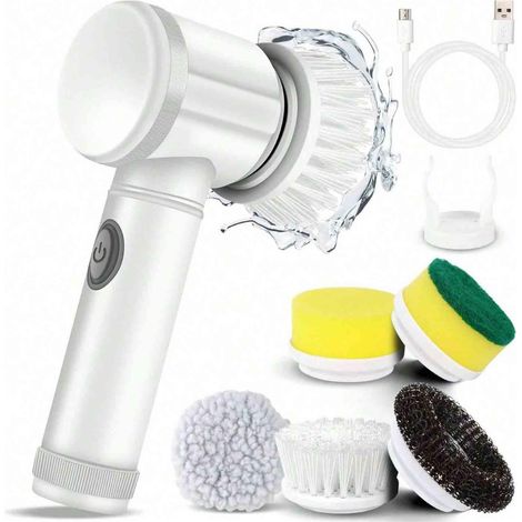 Épurateur rotatif électrique avec têtes de brosse remplaçables nettoyage sans fil douche à chargement portatif 5 (1/5)